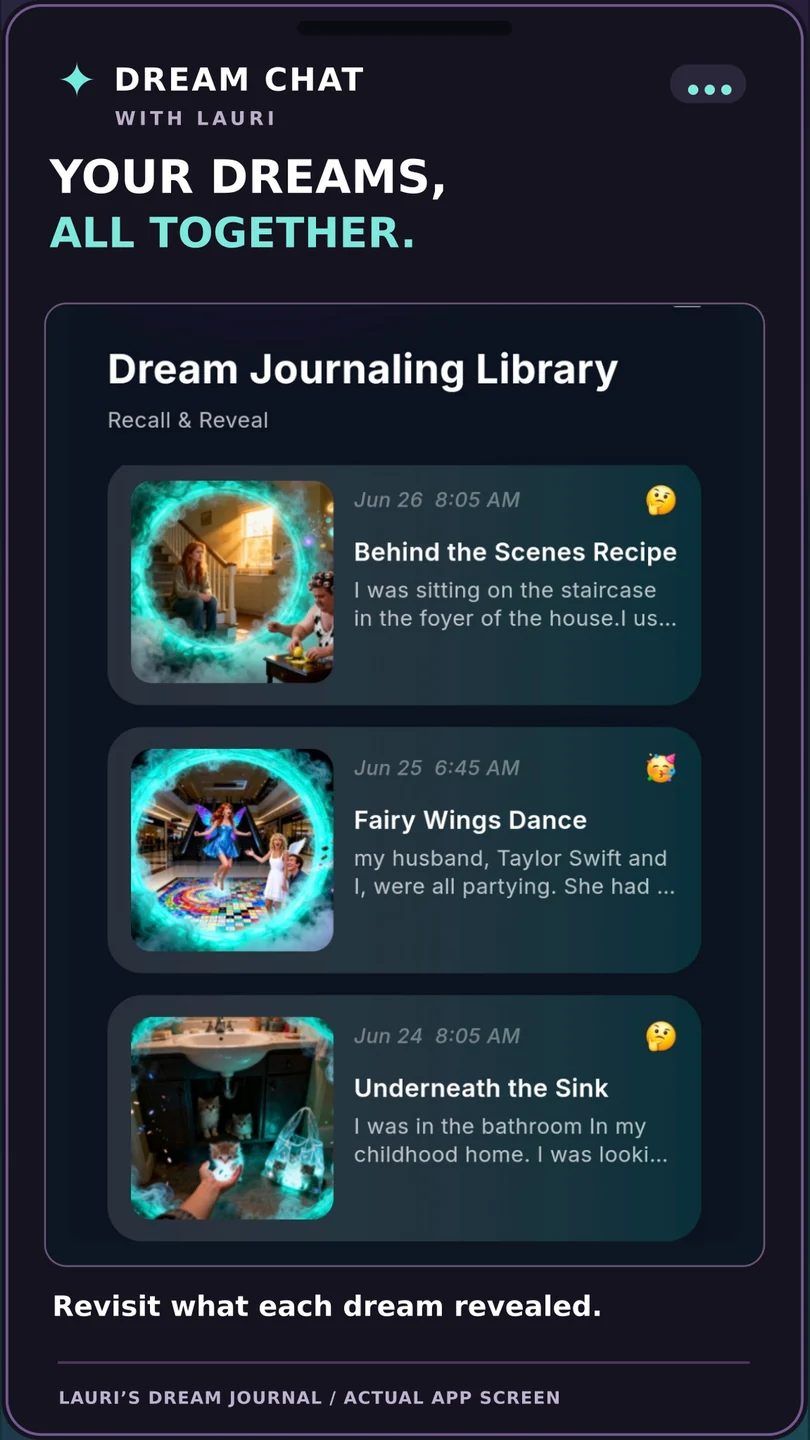 Dream Journal with saved dream conversations